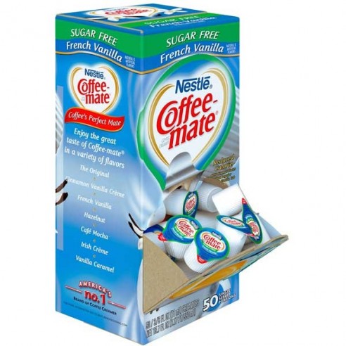 Coffee Mate Sugar Free French Vanilla Liquid Creamer Singles 50 Pack - 550 mL